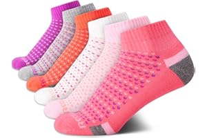 Reebok Girls' Quarter Socks - 6 Pack Moisture-Wicking Low Cut Athletic Ankle Socks for Girls (Sizes: S-L)