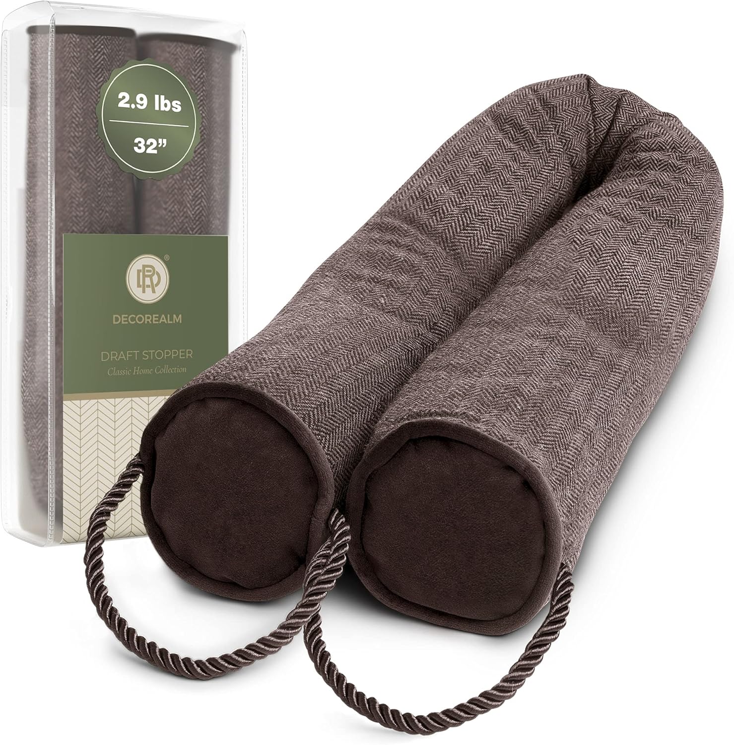 Draft Stoppers - DECOREALM Heavy Duty Under Door Draft Stopper and Noise Blocker, Sound Proof Under Door Draft Guard for Doors and Windows, Provides Air Insulation and Weather Stripping for Doors (Brown, 32 Inches)