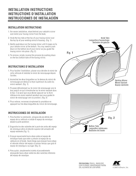 K SOURCE SNAP & ZAP 80710 CUSTOM FIT TOWING MIRROR FOR 2009-2023 RAM PICK-UP 1500, 2010-2022 RAM PICK-UP 2500, 3500, PATENTED
