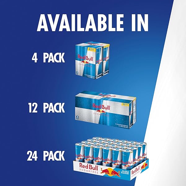 RED BULL ENERGY DRINK, SUGAR FREE, 8.4 FL OZ (4 PACK)
