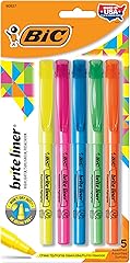 BIC Brite Liner Highlighters, Chisel Tip, 5-Count Pack of Highlighters Assorted Colors, Ideal Highlighter Set for Organizing 