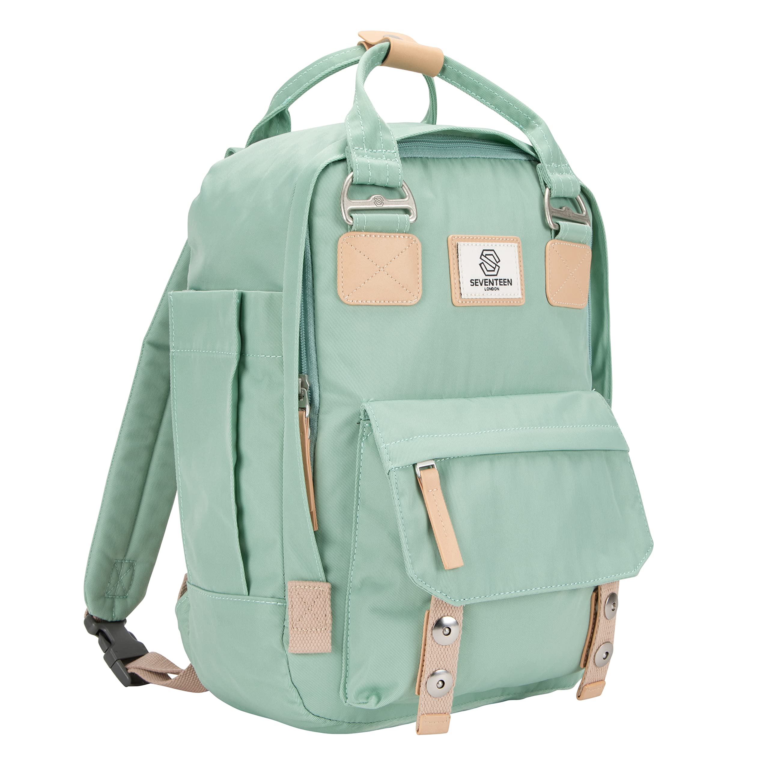 SEVENTEEN LONDON - Unisex 'Camden' Backpack in Modern and Multifunctional Style - Perfect for up to 13" Laptop, Pastel Green, L, Pastel Green, L