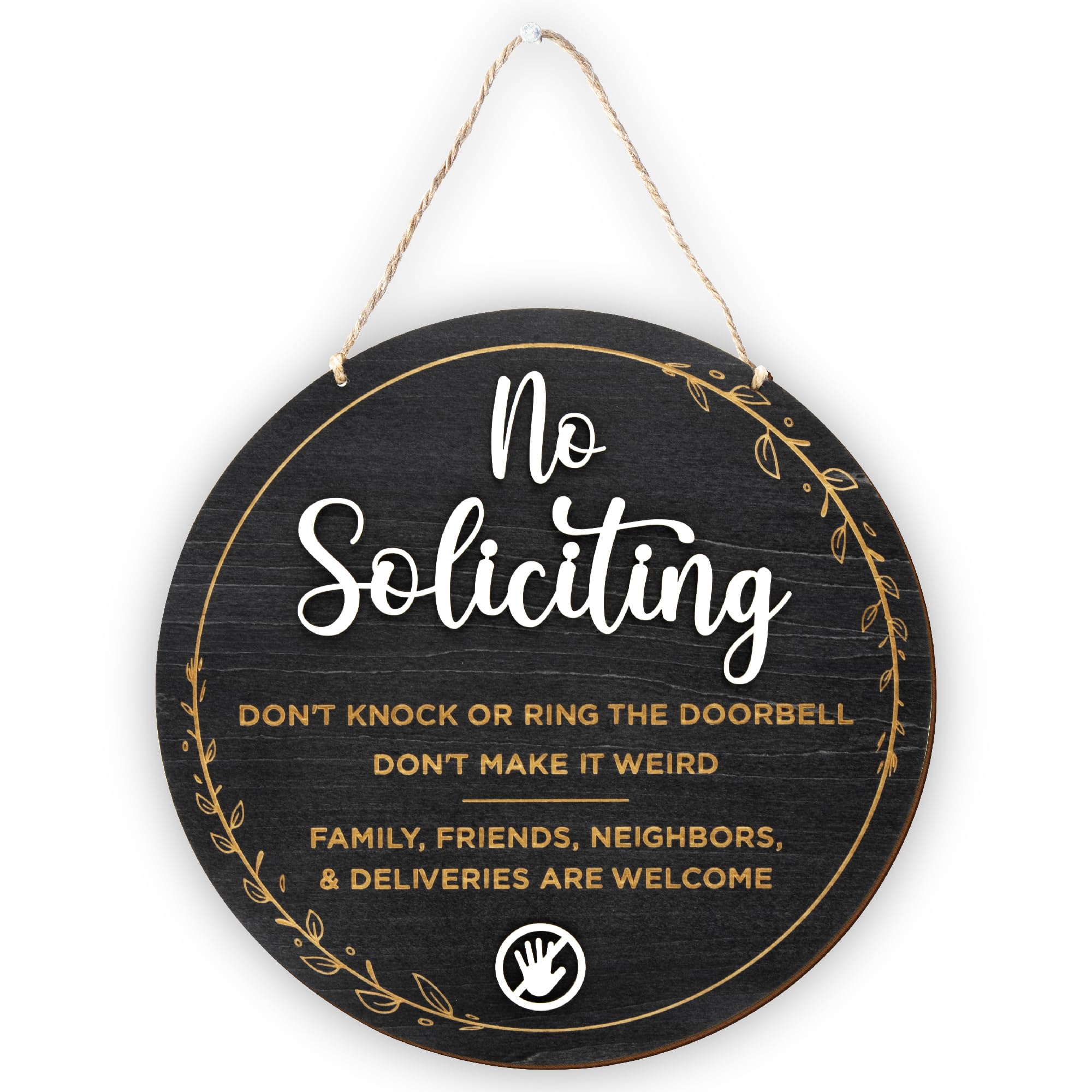Photo 1 of Woodamore No Soliciting Sign For House Door - Do Not Knock Or Ring Doorbell Sign For Front Door Hanging, No Soliciting Signs For Home, No Solicitors Signs For Office