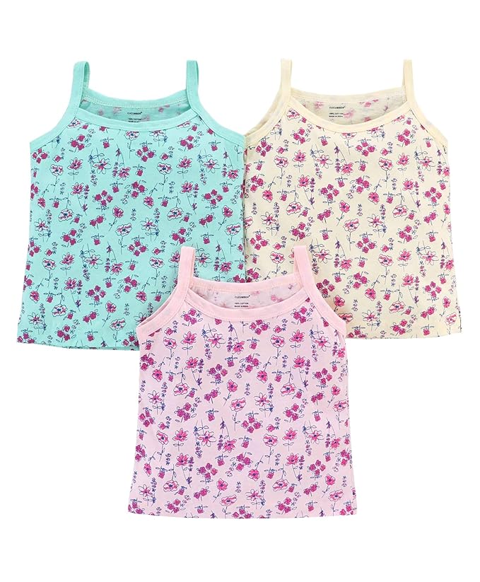 Cucumber Baby Girls Inner Wear Sleevless Camisole Slips Printed Cotton Regular Fit Vests Baniyan