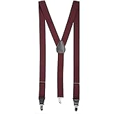 HOLD'EM Suspender for Men Made in USA Y-Back Leather Crosspatch Clip on tuxedo suspenders