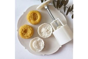 Mooncake mold 50g with 1 stamp Mid-autumn mooncake mold set hand pressed biscuit dessert DIY (2 dragon stamps), White