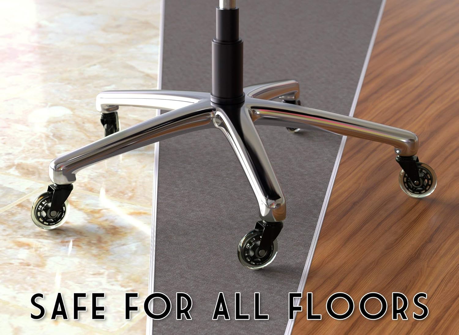 SunnieDog Ergonomic Office Chair Wheels Roll Just As Smooth On Day 1000 As They Did On Day 1 - Heavy Duty Protection for Hardwood & Tile Floors Without Mat - Roller Blade Style w/Universal Fit- Black: Kitchen & Dining