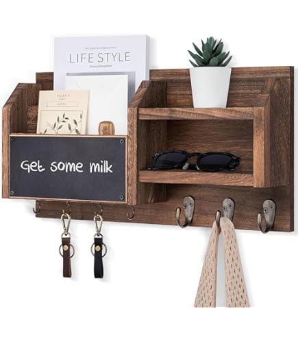 Amazon.com: Lwenki Key & Mail Holder for Wall - Rustic Natural