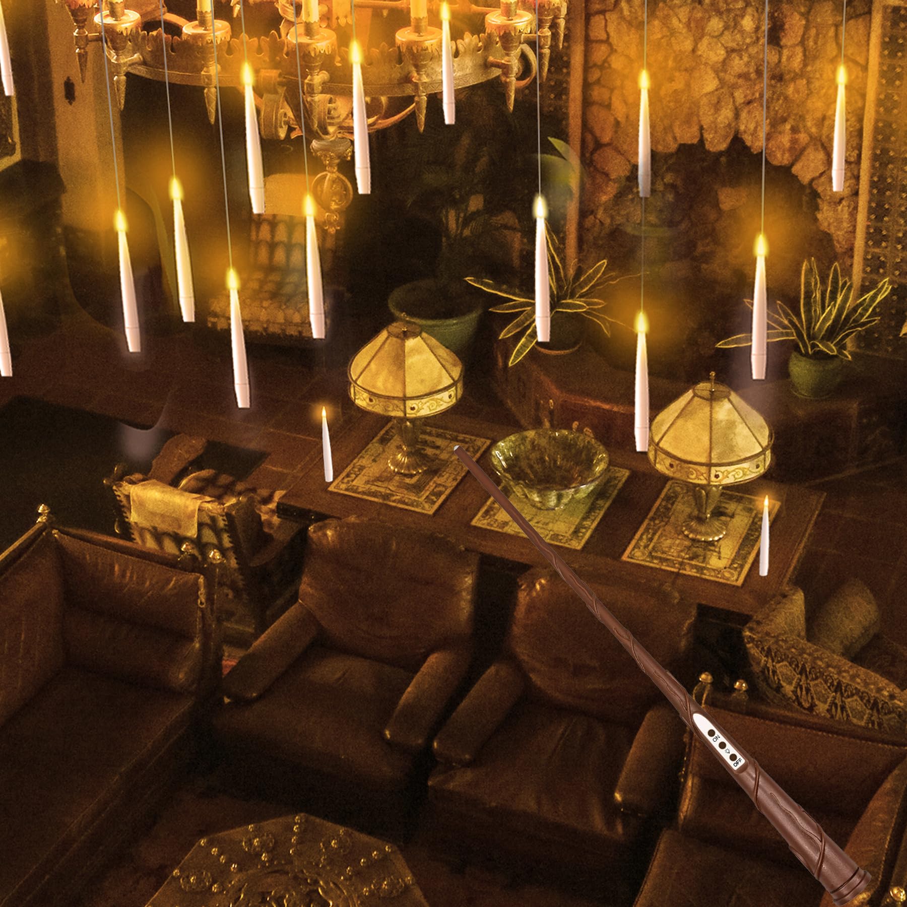 Photo 1 of JMTONE Flickering Warm Light Flameless Floating LED Candle with Wand Remote Battery Operated Window Taper Candle Set Theme Party Birthday Gift Halloween Decorations Floating Candles 20 PCs