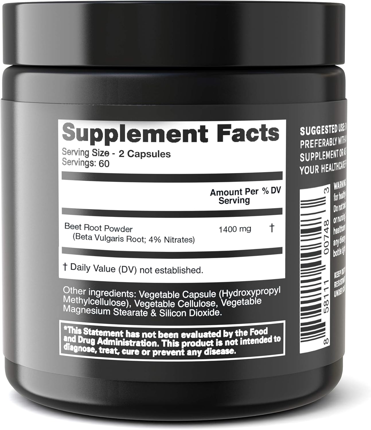Ultra High Strength Beet Root Capsules - 4% Nitrates - 1400mg - The Strongest Nitric Oxide Booster Available - 120 Caps: Health & Personal Care