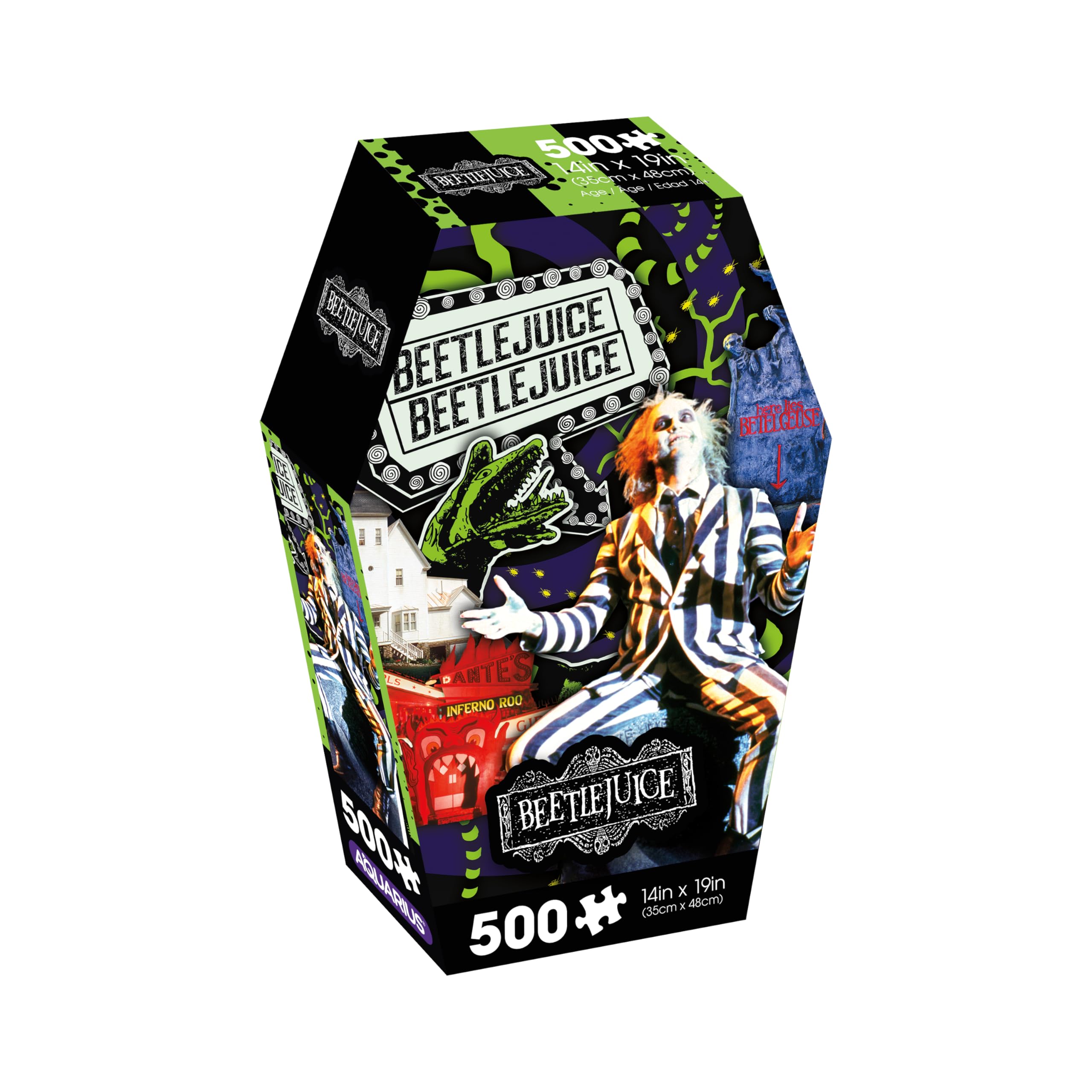 Photo 1 of AQUARIUS Beetlejuice 500pc Puzzle Coffin Box (500 Piece Jigsaw Puzzle) - Glare Free - Precision Fit - Officially Licensed Beetlejuice Merchandise & Collectibles - 14x19 Inches
