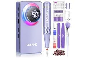 SAVILAND 50000RPM Nail Drill for Acrylic: 2025 Pro High Tech Fast Removal Electric Nails Drill Kit 6000mAh Rechargeable Machine Professional Drill Bit Nail File Buffer Tools Salon Manicure Pedicure