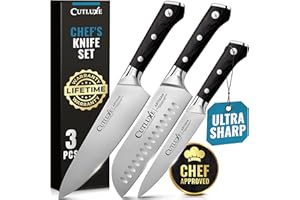 Cutluxe Chef Knife Set, 3 PCS Professional Chef's Knife Set – Razor Sharp German Steel, Full Tang, Ergonomic Handles - Artisa