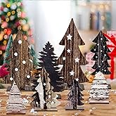 8 Pcs Wooden Christmas Trees,Tabletop Rustic Christmas Decor,Tabletop Decor Rustic Wood Christmas Trees,Xmas Centerpieces Table Wooden Signs,Farmhouse Table Home Decor for Home Office Farmhouse