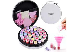 LitEnergy Diamond Art Storage Containers, 40 Slots Portable Diamond Art Organizer Shockproof with Diamond Art Accessories and Tools for Craft Jewelry Beads Rings Charms Glitter (Pure Grey)