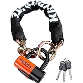 Kryptonite New York 1275 Cinch Ring Chain Lock, 2.5ft Heavy Duty Bike Lock | Heavy Duty 12mm Manganese Steel Links with Evolution Disc Lock, 3 Keys and Cinch Loop for Secure E-Bike and Scooter Parking