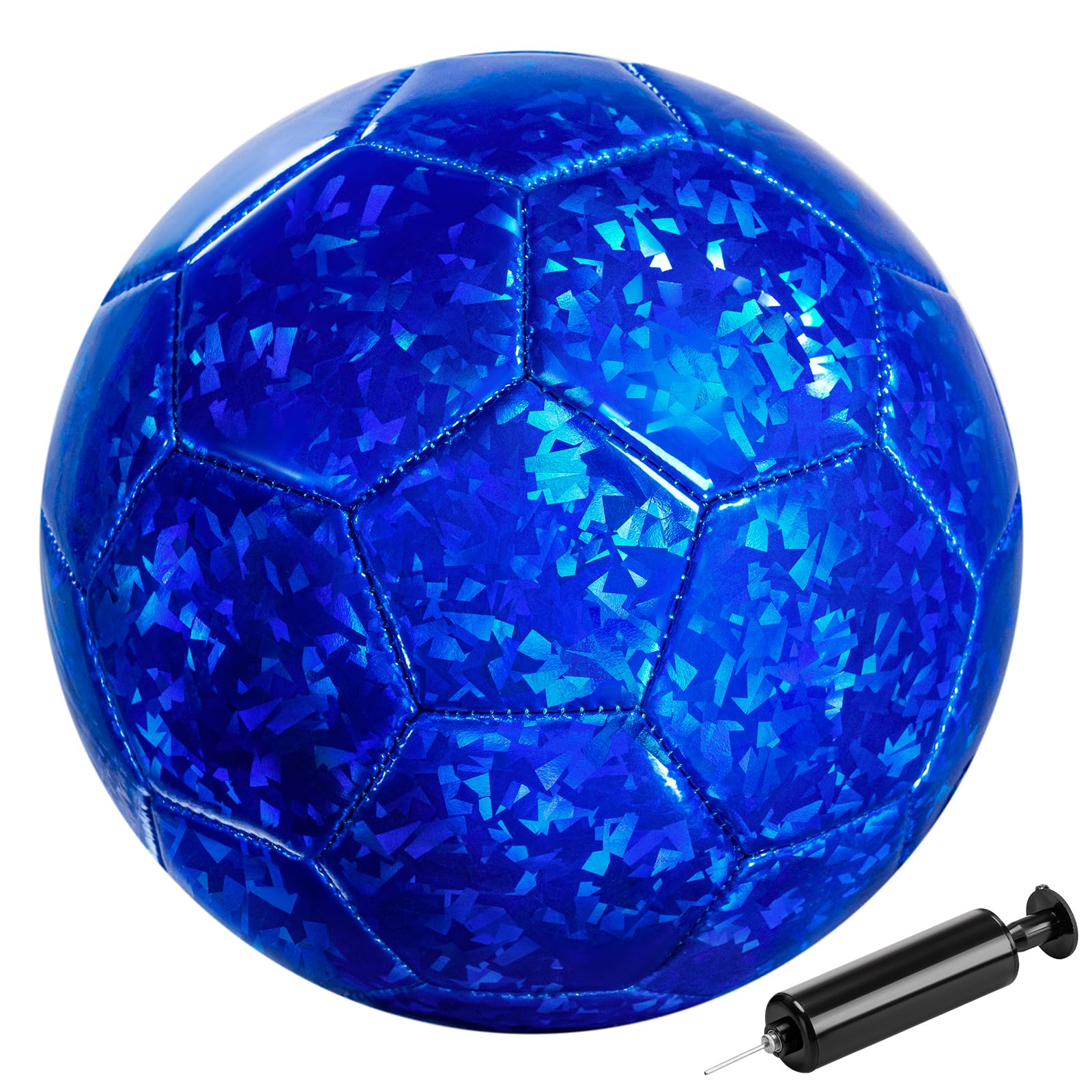 Vastoy Glittery Size 3 Kids Football for Age 3 4 5 6 7 8 – 7 Inch Toddlers Football with Love Laser Pattern, Blue Footballs for Kids with Hand Pump, Footballs Gift for Boys Grils Indoor Outdoor Play