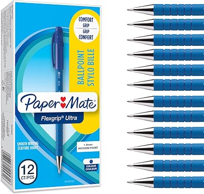 Paper Mate Flexgrip Ultra Ballpoint Pens Medium Point 1.0mm Blue 12 Count