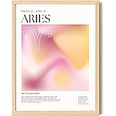 EXCOOL CLUB Aries Aura Posters for Room Aesthetic - 12x16 Aries Constellation Wall Art Zodiac Prints, Pink Aries Zodiac Gifts for Women, Spriritual Pictures Astrology Decor for Bedroom (UNFRAMED)