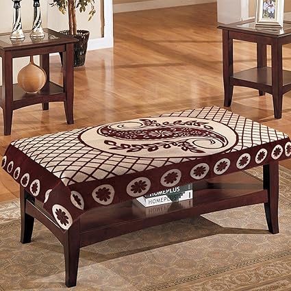 eretailer Cotton 4 Seater Leave Design Centre Table Cover (Brown, 40x60 inches)