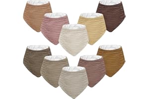 Wrrernsin Muslin Baby Bibs for Unisex Boys Girls, 10pack Cotton Drool Bibs, Adjustable Bandana Bibs for Drooling and Teething