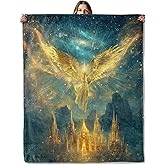 Colorful Angel Fantasy Throw Blanket for Girls Boys Kids Adults, 50x60 in, Cozy Flannel Blanket for Bedroom, Camping, Couch, Room Decor, Fuzzy Warm Soft Gifts