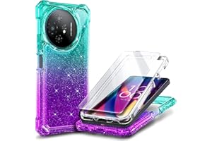 WDHD Compatible with TCL 50 XL 5G & TCL 50 XL NXTPAPER 5G Phone Case Glitter Aqua/Purple | Full-Body Protective Shockproof Rugged Bumper Cover with Screen Protector, Raised Corners Drop Protection