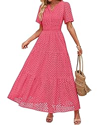 ZESICA Women's 2025 Summer Short Sleeve Maxi Dress