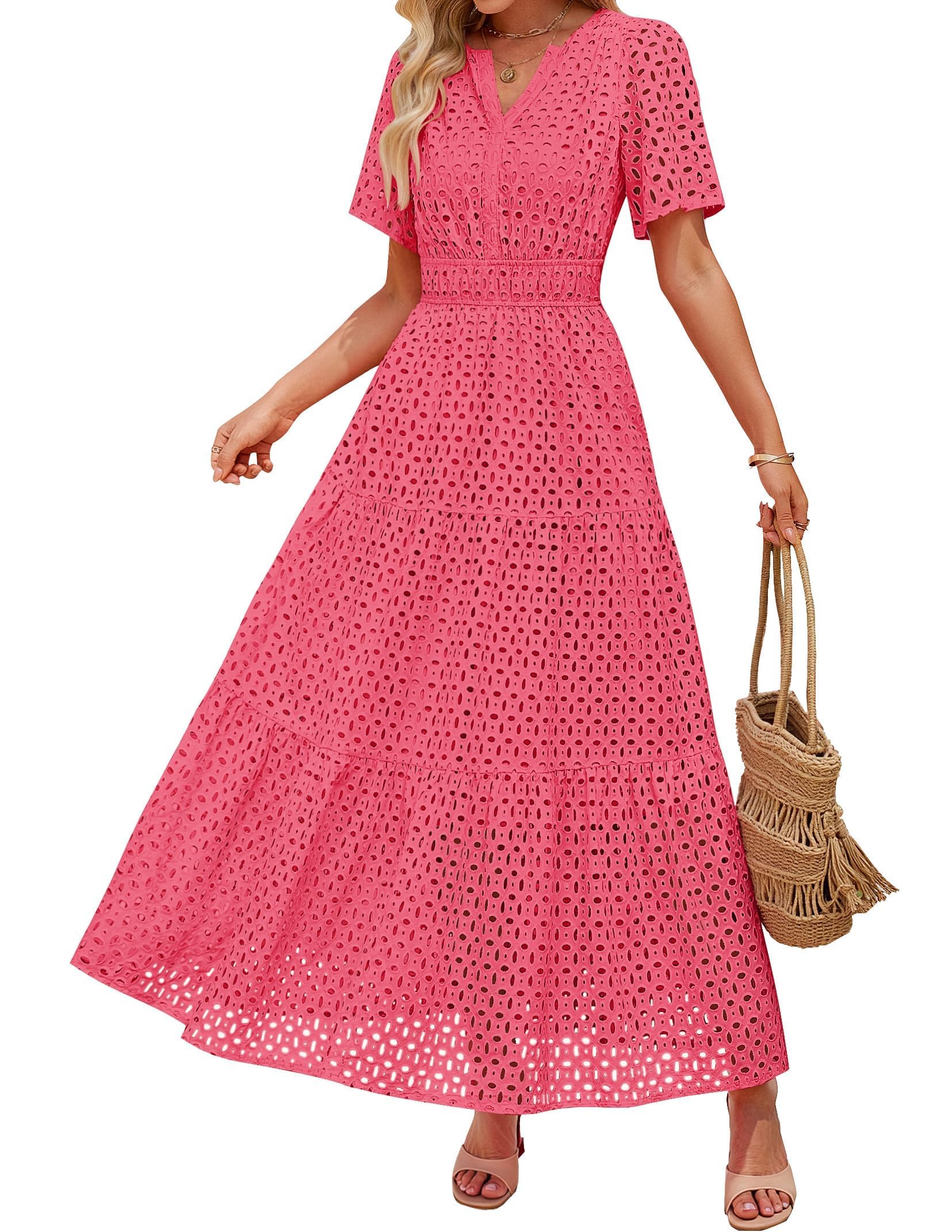 ZESICA Women's 2025 Summer Short Sleeve Maxi Dress