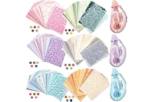 Acidea 156 Sheets Textured Scrapbook Paper and Mesh Fabric Assorted Set, 6 Pack Mixed Special Paper for Scrapbooking Planner 