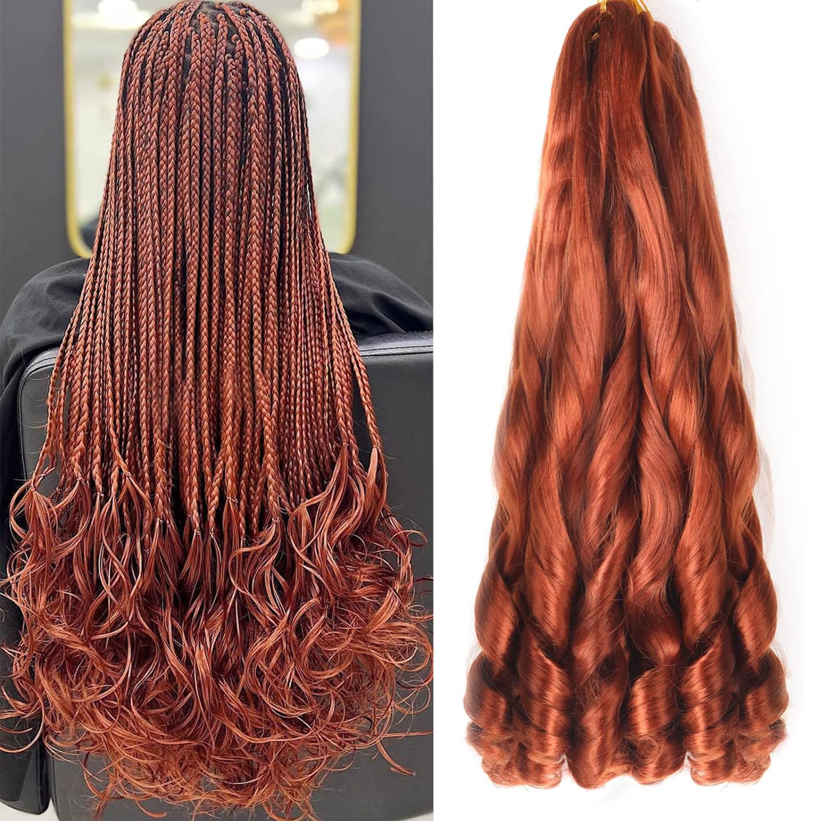 Alaleibaby 30 inch French Curly Braiding Hair 8 Pack Loose Wavy Spiral Curl Braids Crochet Hair Deep Wave Synthetic Extensions Pre Stretched Bouncy Braiding Hair — image 1