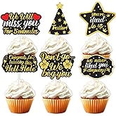 18pcs Gold Glitter Dessert Cupcake Topper We Will Miss You Don’t Go We Beg You Theme Decor Supplies Men Woman Coworker Funny 
