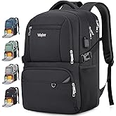 Velaybor Insulated Lunch Backpack Fit 17" Laptop, Work Backpack with Lunch Box & USB Charging Port for Men & Women, Water Resistant College Computer Bag for Travel, Business, Hiking (Black)