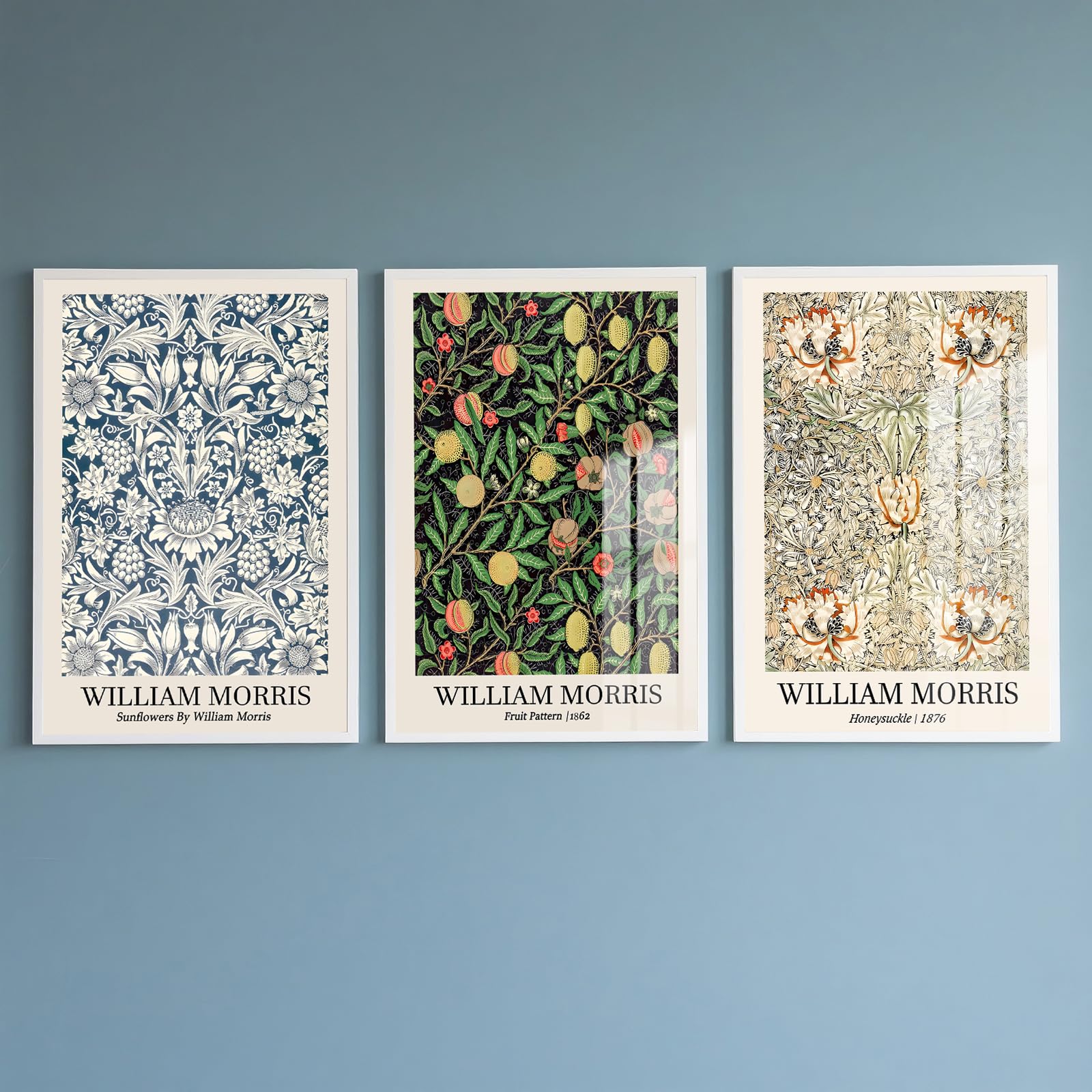 PWAAHDC Set of 3 William Morris Canvas Wall Art Prints - Neutral Vintage Style Posters for Living Room Wall Decor (Unframed, 40 x 50 cm) โ image 1