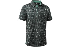 ZITY Men's Golf Shirts Short Sleeve Moisture Wicking Performance Print Patterns Casual Collared Golf Polo Shirt for Men