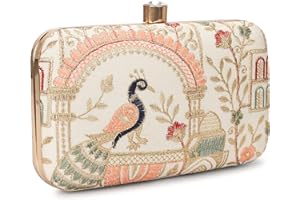 LONGING TO BUY Hand Crafted Designer Box Clutch - Zari Embroidery For Women