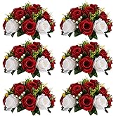 Sziqiqi Red Fake Flowers for Wedding Centerpiece Kissing Flower Balls for Tables Flower Centerpieces Arrangement for Party Road Lead