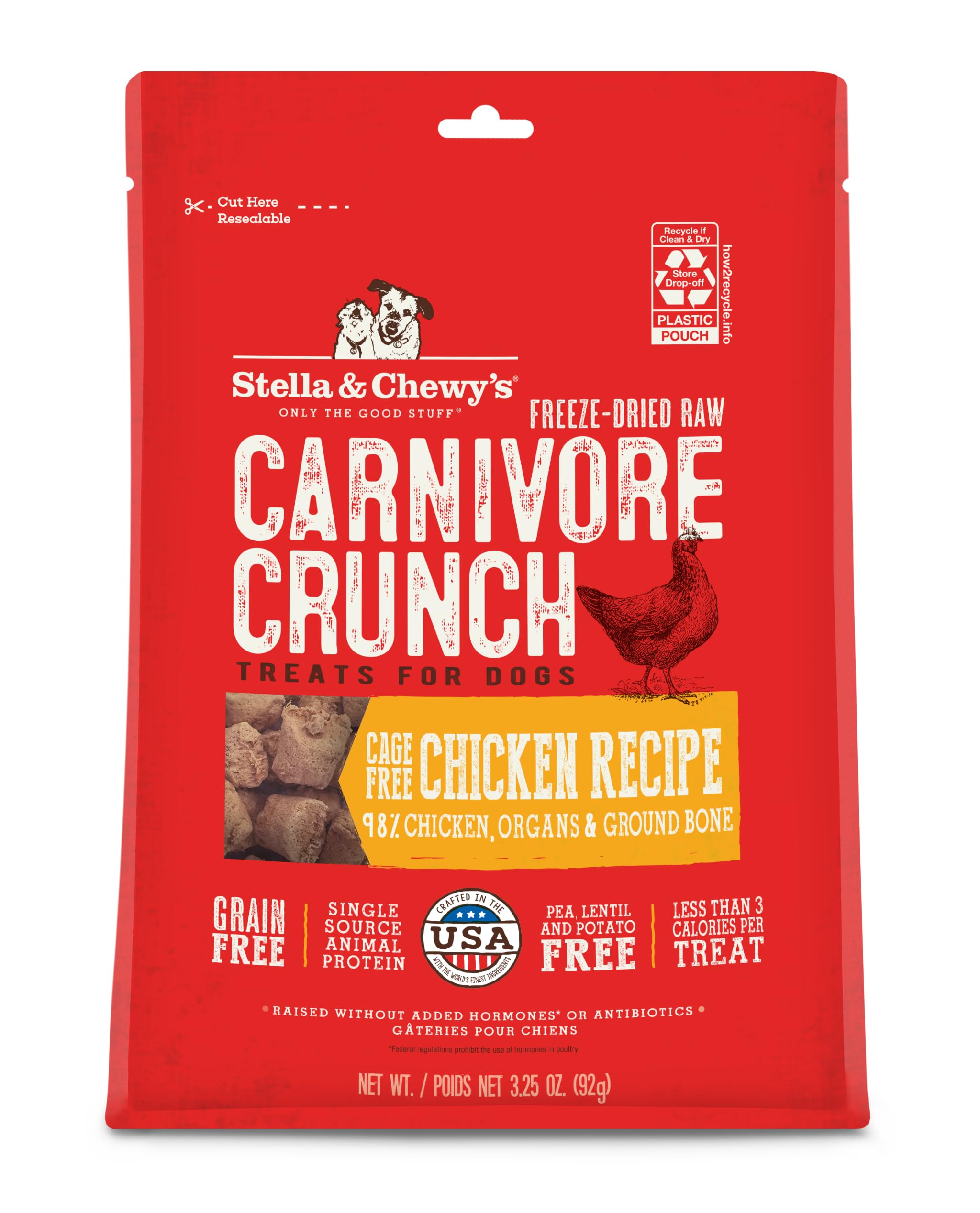 Stella & Chewy's Freeze-Dried Raw Carnivore Crunch Cage-Free Chicken Recipe Dog Treats – 3.25 oz. Bag