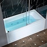 WOODBRIDGE 60" x 30" Alcove Acrylic Rectangular Whirlpool Heated Jetted Tub in White with Left Drain, Polished Chrome Finish,