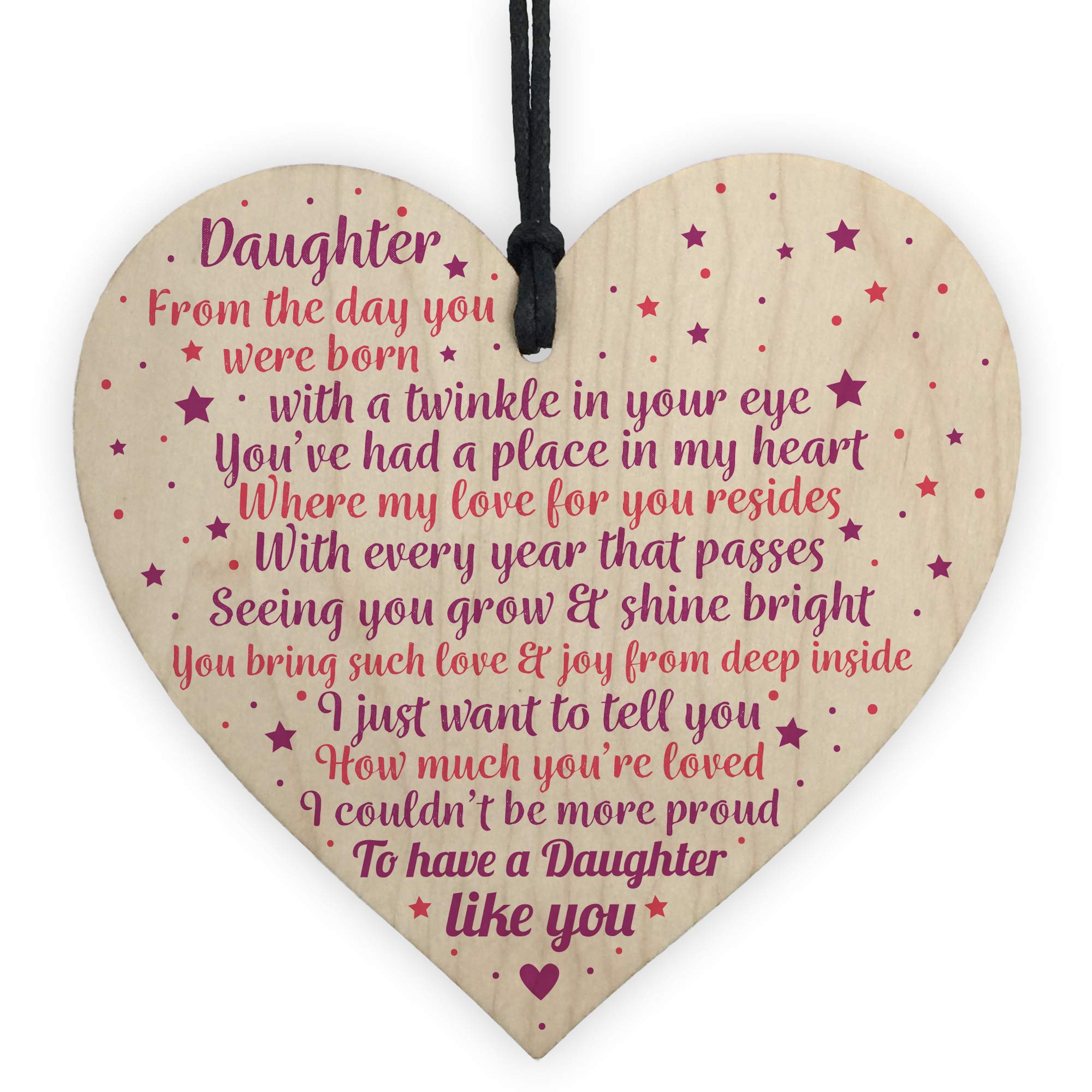 Red Ocean Daughter Gifts From Mum Dad Wooden Heart Plaque Birthday Christmas Thank You Gift