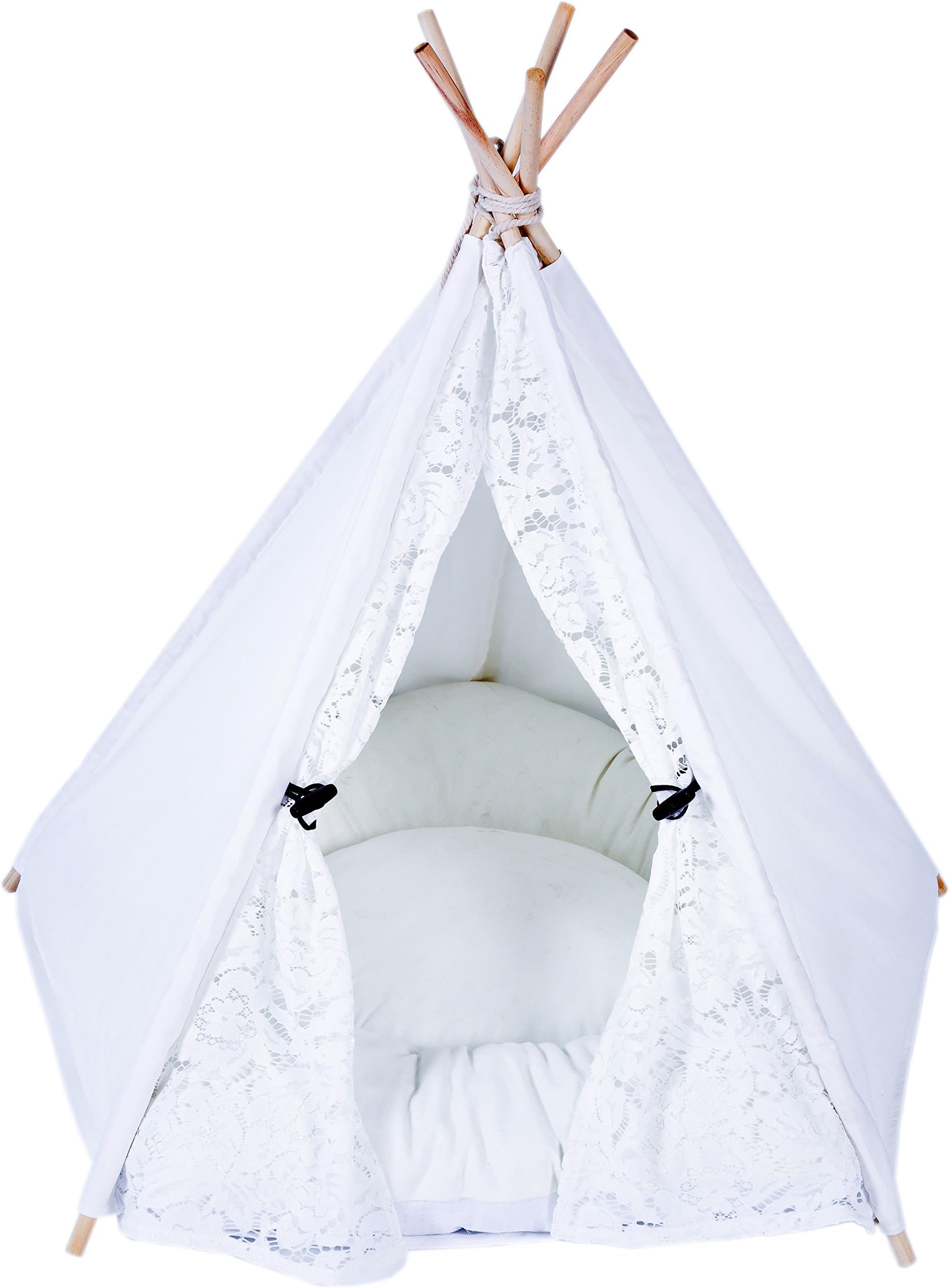 Ankuwa Sweety-ins Lace Style Teepee Dog & Cat Bed - Portable Dog Tents & Pet Houses for Small Dogs 24 Inch Without Cushions