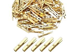 AYLIFU Mini Plastic Clips, 100 Pieces Utility Photo Clips Paper Peg Clothes Line Clips - 3.5 x 0.5 x 0.7cm, Gold