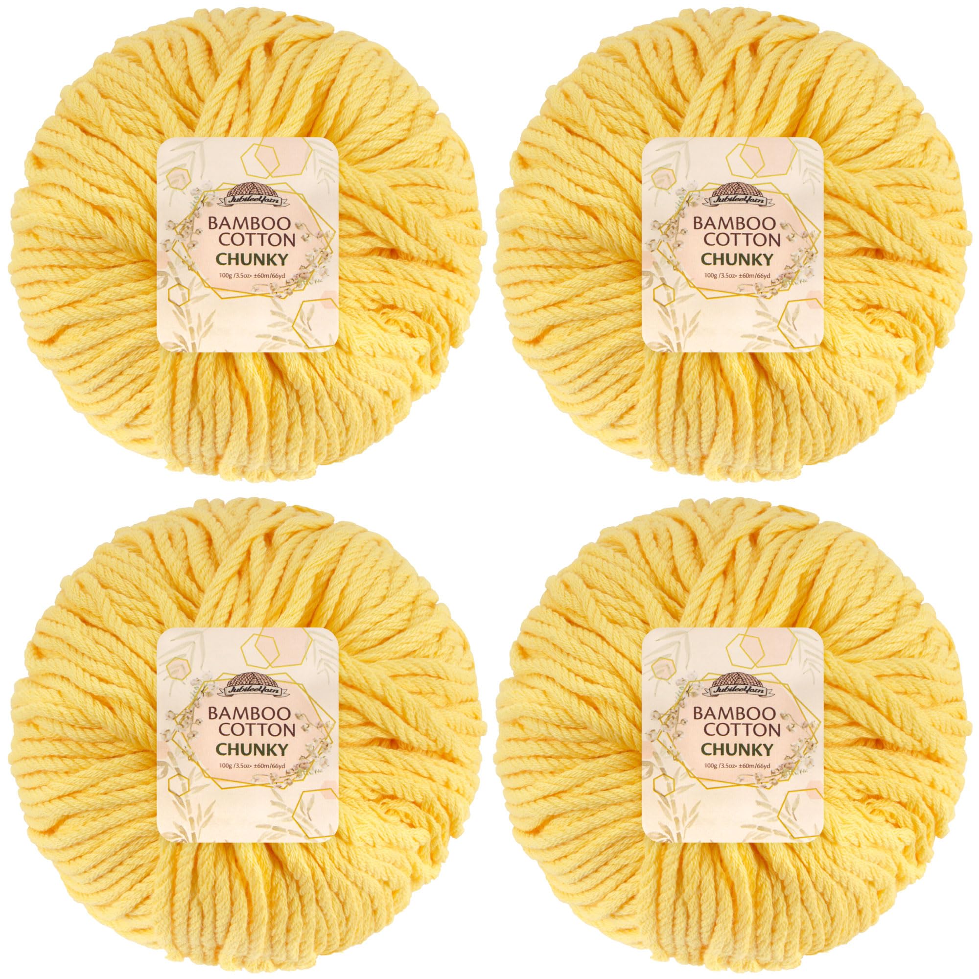 JubileeYarn Bamboo Cotton Chunky Yarn - 100g/Ball - Daisy Yellow - 4 Balls — image 1