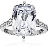 Amazon Essentials Platinum plated sterling silver Celebrity Kim Engagement Ring made with Infinite Elements Cubic Zirconia Accents Ring , (previously Amazon Collection)