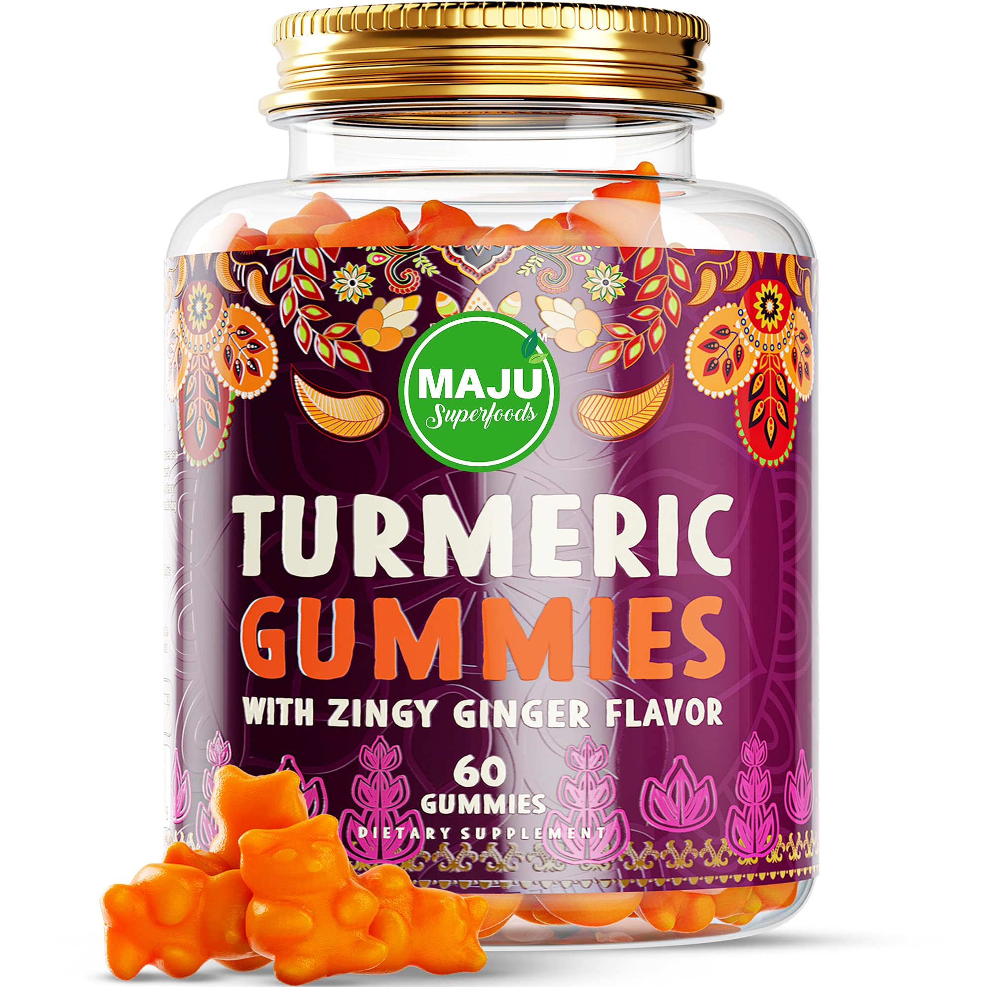 Mua MAJU Turmeric Curcumin Gummies 60ct, Zingy Ginger Taste, Black