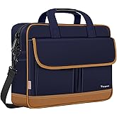 Taygeer Briefcases for Men, Water Resistant Laptop Bag 15.6 Inch for Business, Travel Office Crossbody Carry On Laptop Carrying Case, Messenger Shoulder Bag Fit 15.6 Inch Notebook/Computer, Blue Brown