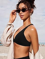 CRZ YOGA Womens V Neck Bikini Tops Twist Front