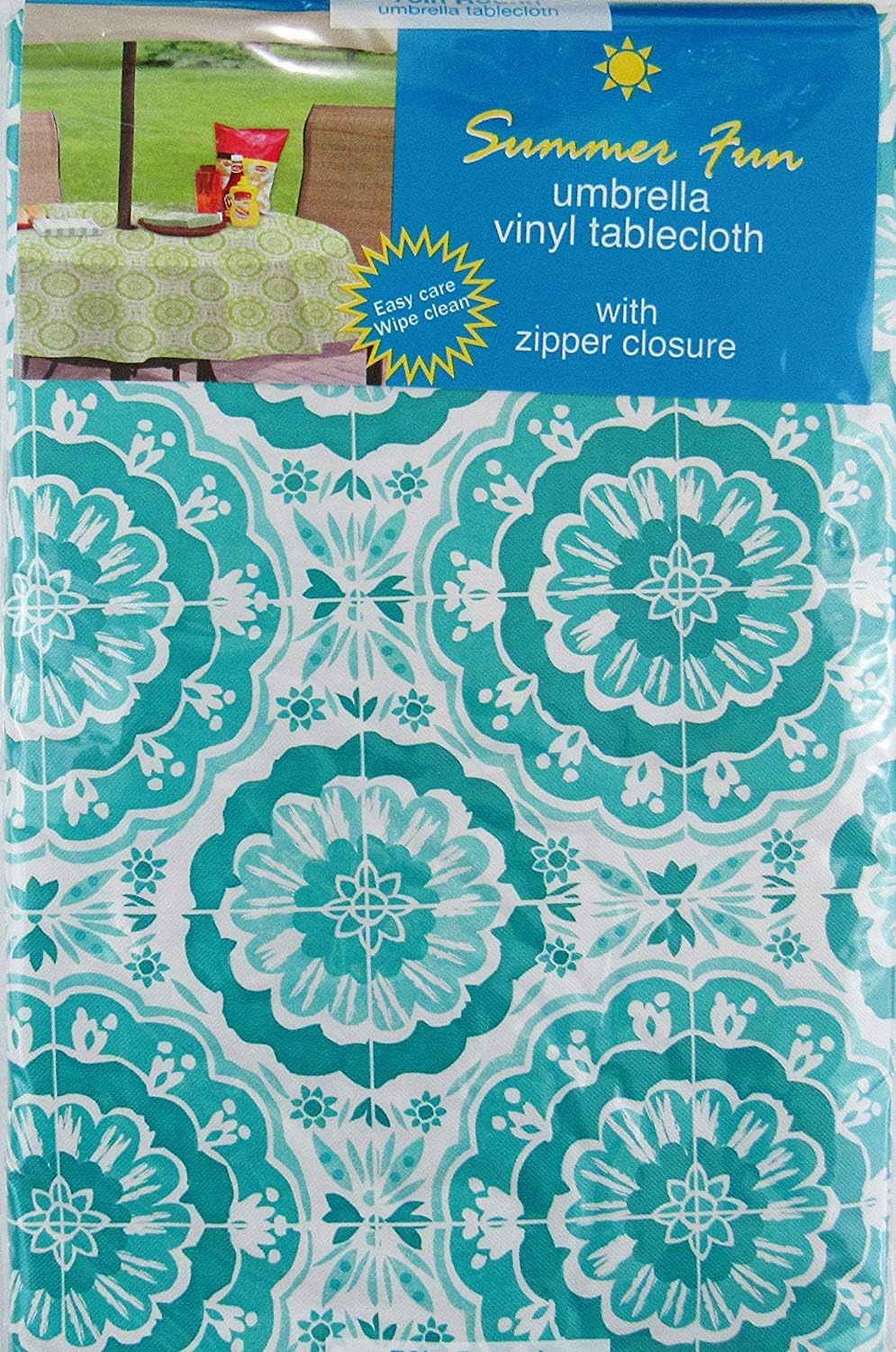 Summer Fun Flannel Back Vinyl Umbrella Tablecloths with