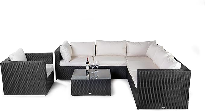 Vanage Hamburg Gartenmobel Set Xxxl Mit Kissenbezugen Zum Wechseln In Weiss Und Anthrazit Schwarz Amazon De