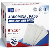 GauzeCare Sterile Abdominal- ABD Combine Pads| 24-Pack, 8x10 Inches| Extra Absorbent &amp; Thick, Individually Wrapped Wound Dressing, First Aid Pads| Surgical-Grade, Nonstick- for Heavy Leakage, Post Op